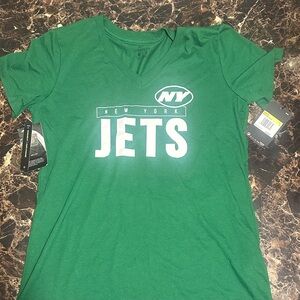 NY Jets Women's Green V-Neck Tee
